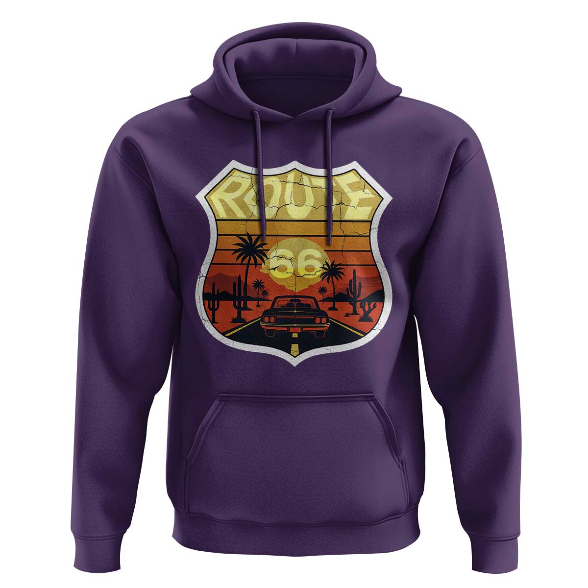 Retro Route Highway 66 Hoodie Vintage Americana Road Trip