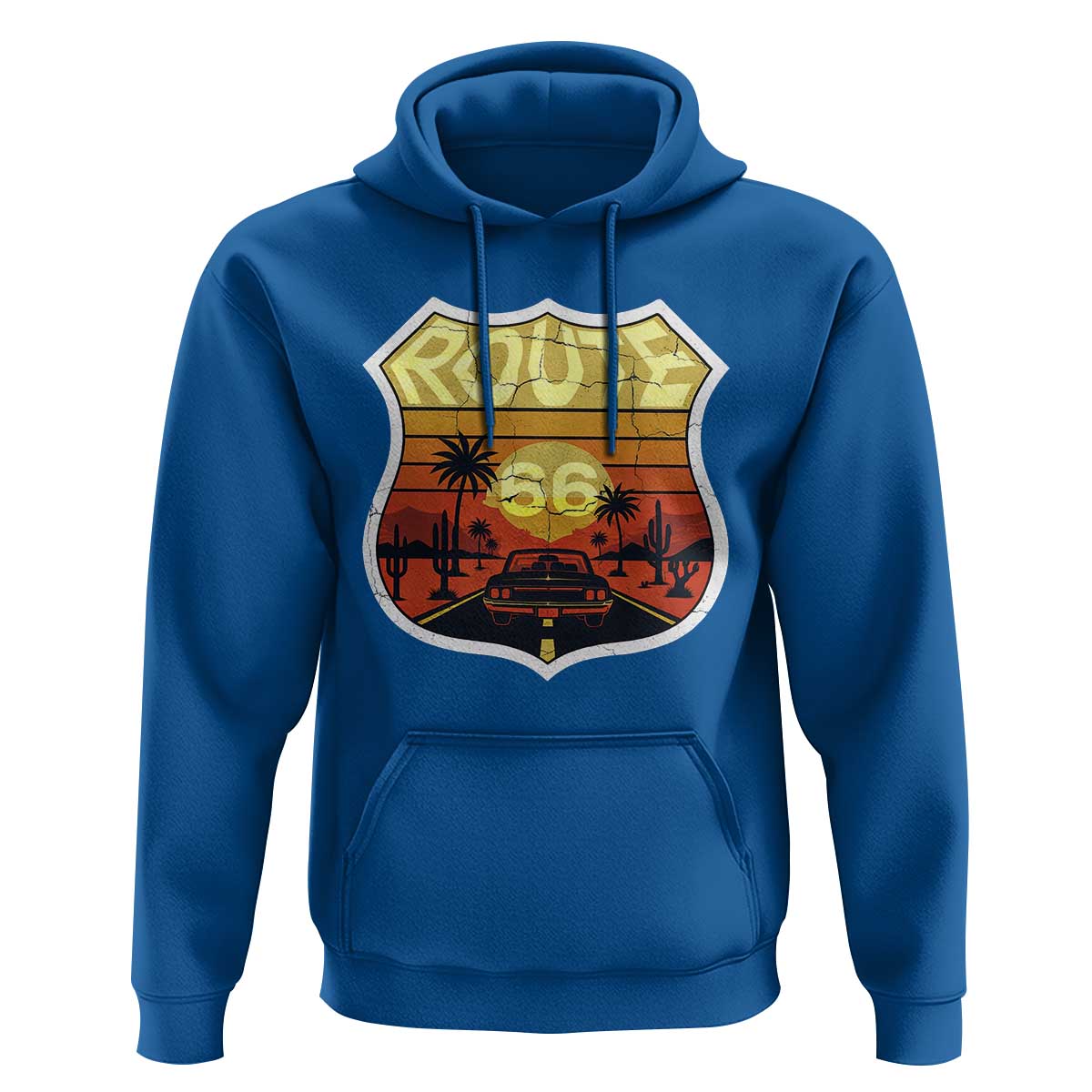 Retro Route Highway 66 Hoodie Vintage Americana Road Trip