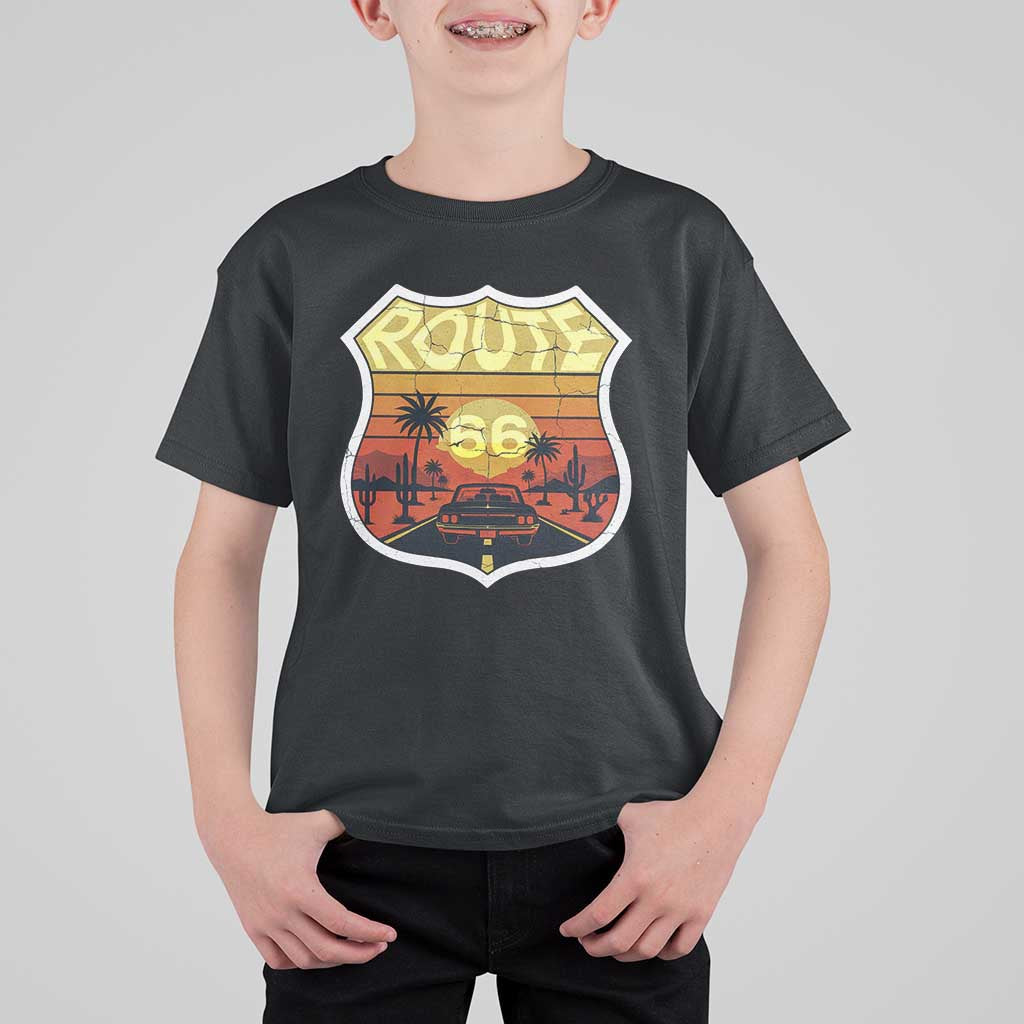 Retro Route Highway 66 T Shirt For Kid Vintage Americana Road Trip