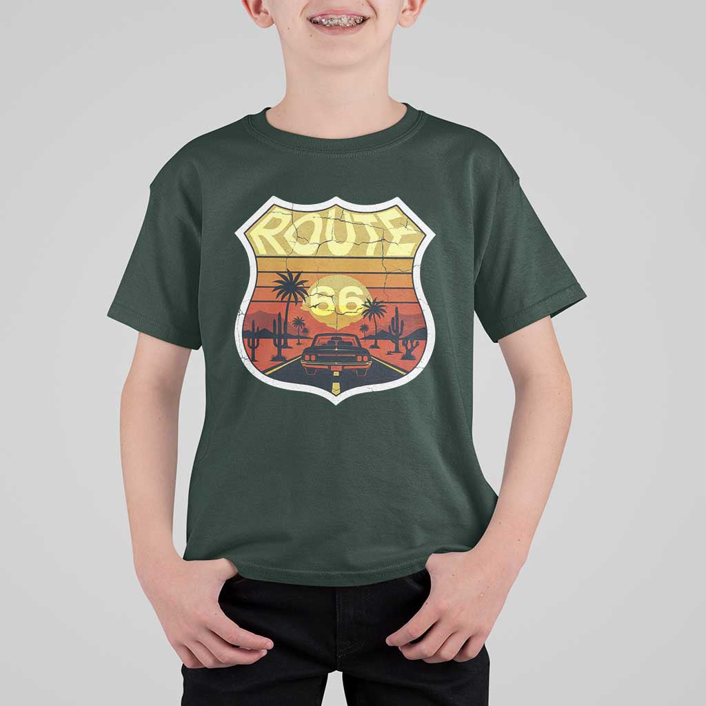 Retro Route Highway 66 T Shirt For Kid Vintage Americana Road Trip