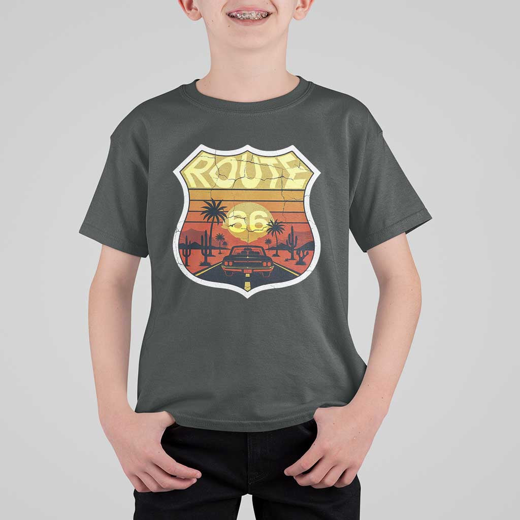 Retro Route Highway 66 T Shirt For Kid Vintage Americana Road Trip