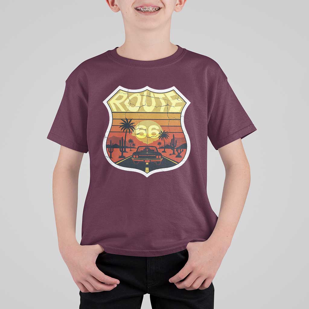Retro Route Highway 66 T Shirt For Kid Vintage Americana Road Trip