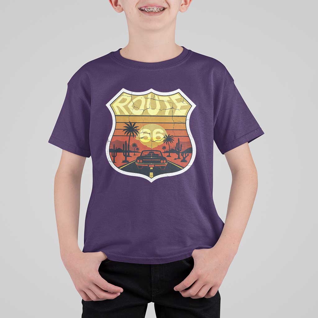 Retro Route Highway 66 T Shirt For Kid Vintage Americana Road Trip
