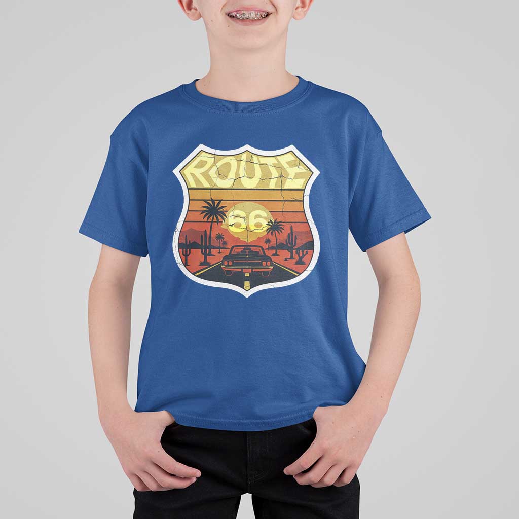 Retro Route Highway 66 T Shirt For Kid Vintage Americana Road Trip