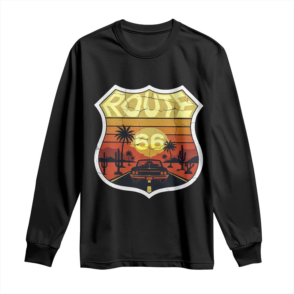 Retro Route Highway 66 Long Sleeve Shirt Vintage Americana Road Trip