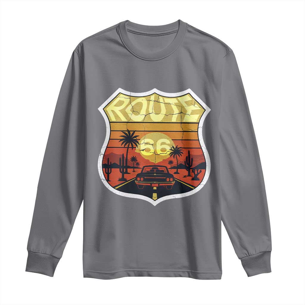 Retro Route Highway 66 Long Sleeve Shirt Vintage Americana Road Trip