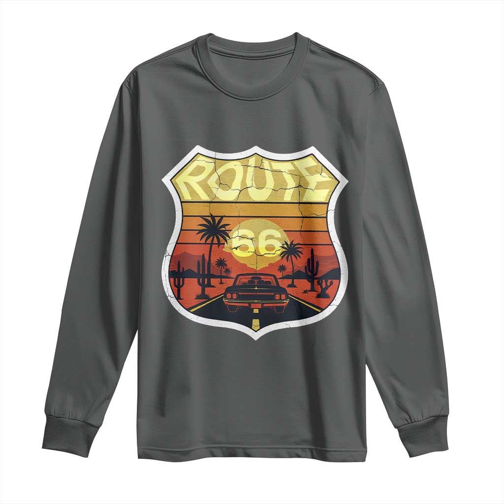 Retro Route Highway 66 Long Sleeve Shirt Vintage Americana Road Trip