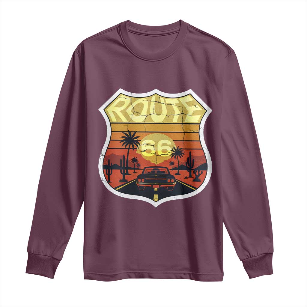 Retro Route Highway 66 Long Sleeve Shirt Vintage Americana Road Trip