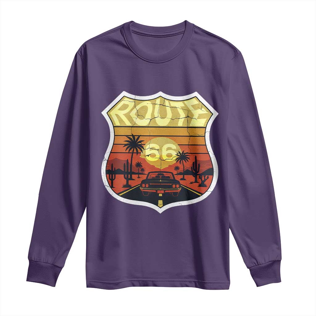 Retro Route Highway 66 Long Sleeve Shirt Vintage Americana Road Trip
