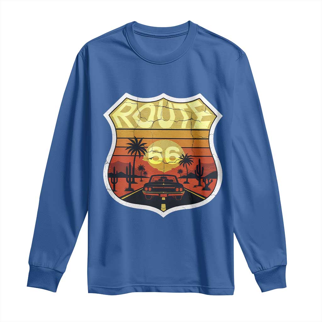 Retro Route Highway 66 Long Sleeve Shirt Vintage Americana Road Trip