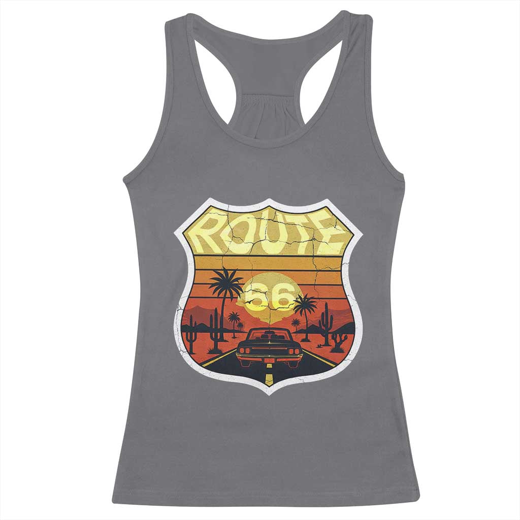 Retro Route Highway 66 Racerback Tank Top Vintage Americana Road Trip