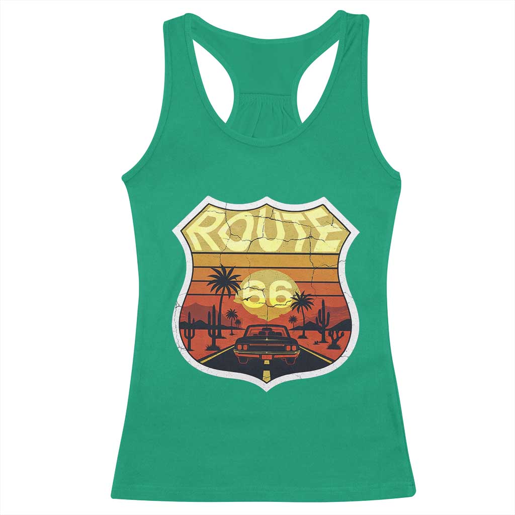 Retro Route Highway 66 Racerback Tank Top Vintage Americana Road Trip