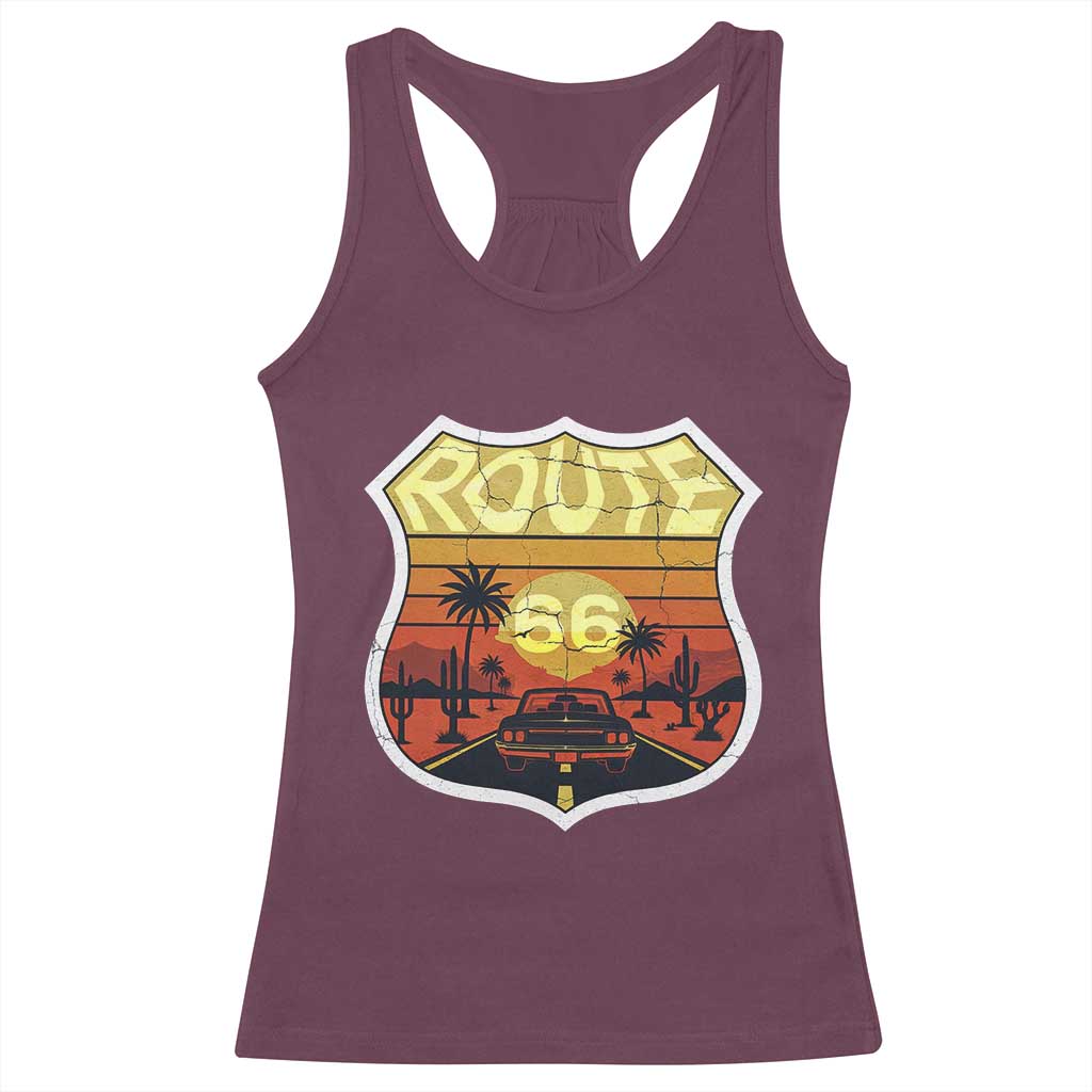 Retro Route Highway 66 Racerback Tank Top Vintage Americana Road Trip