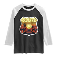 Retro Route Highway 66 Raglan Shirt Vintage Americana Road Trip