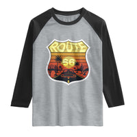 Retro Route Highway 66 Raglan Shirt Vintage Americana Road Trip