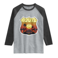 Retro Route Highway 66 Raglan Shirt Vintage Americana Road Trip