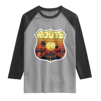 Retro Route Highway 66 Raglan Shirt Vintage Americana Road Trip