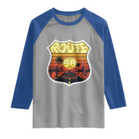 Retro Route Highway 66 Raglan Shirt Vintage Americana Road Trip