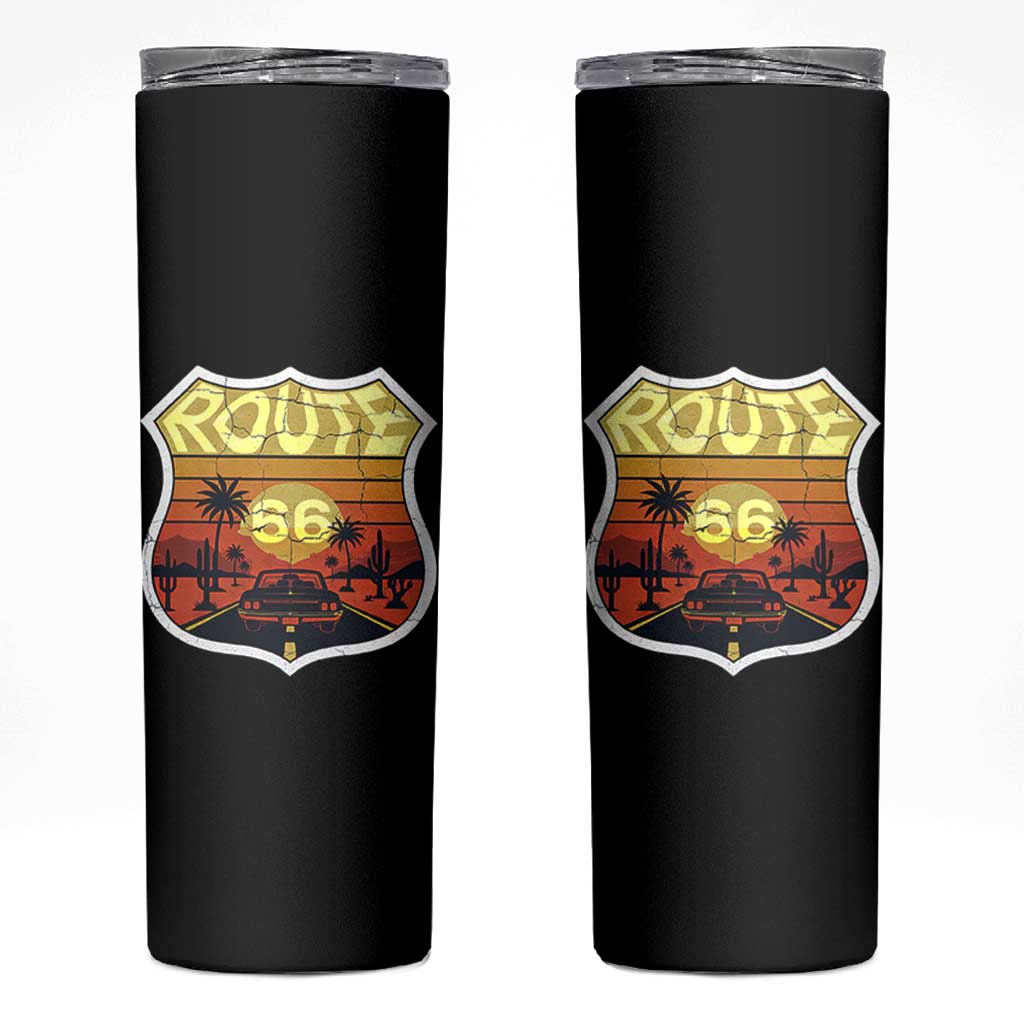 Retro Route Highway 66 Skinny Tumbler Vintage Americana Road Trip