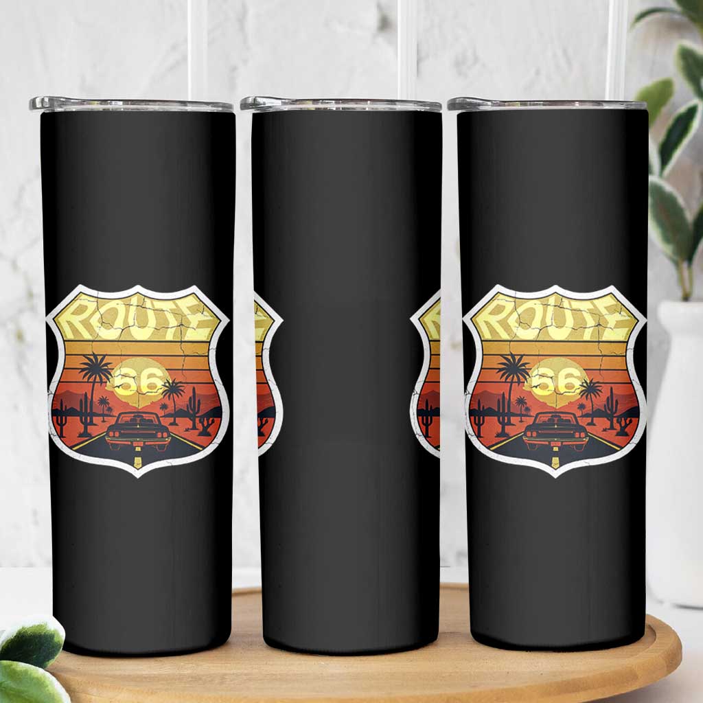 Retro Route Highway 66 Skinny Tumbler Vintage Americana Road Trip