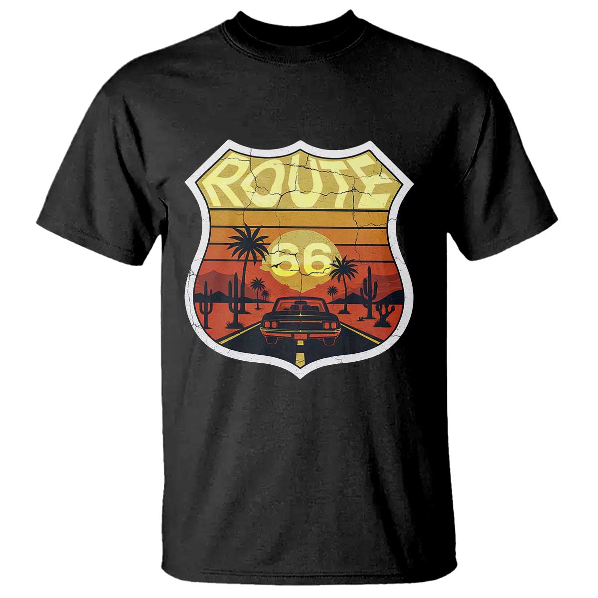 Retro Route Highway 66 T Shirt Vintage Americana Road Trip