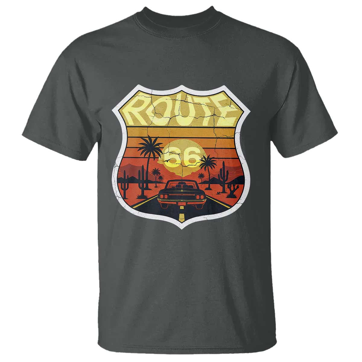 Retro Route Highway 66 T Shirt Vintage Americana Road Trip
