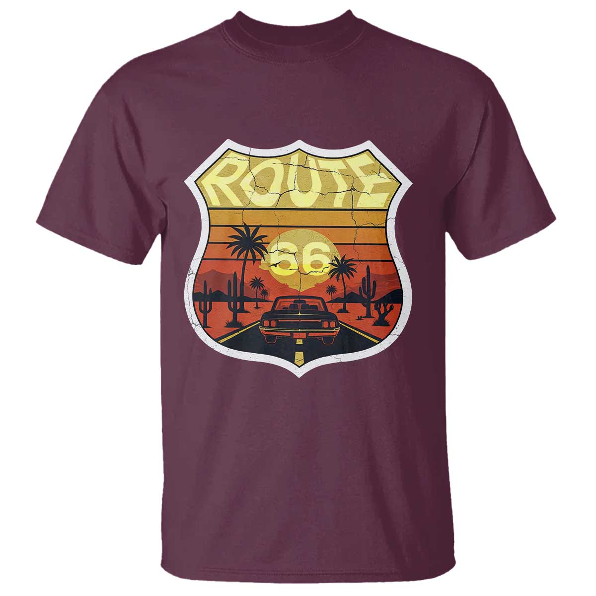 Retro Route Highway 66 T Shirt Vintage Americana Road Trip