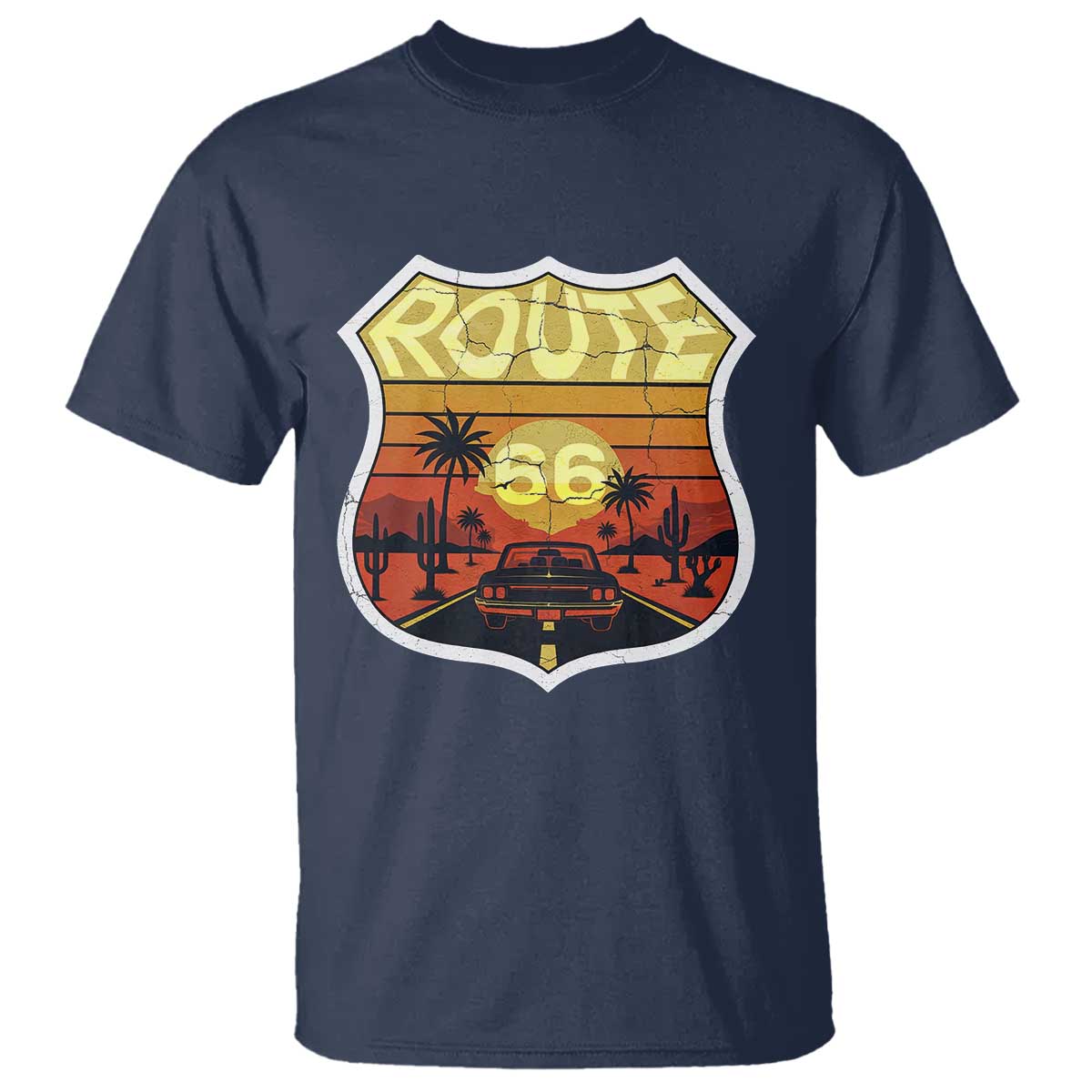 Retro Route Highway 66 T Shirt Vintage Americana Road Trip