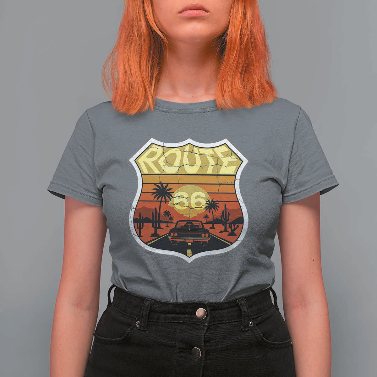 Retro Route Highway 66 T Shirt For Women Vintage Americana Road Trip