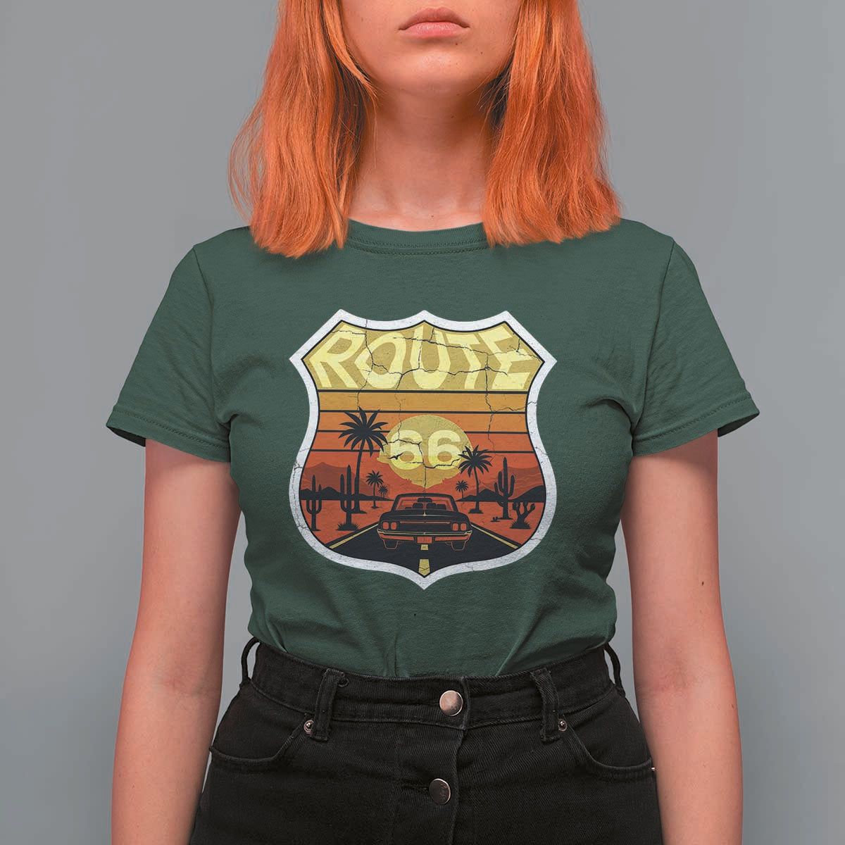 Retro Route Highway 66 T Shirt For Women Vintage Americana Road Trip