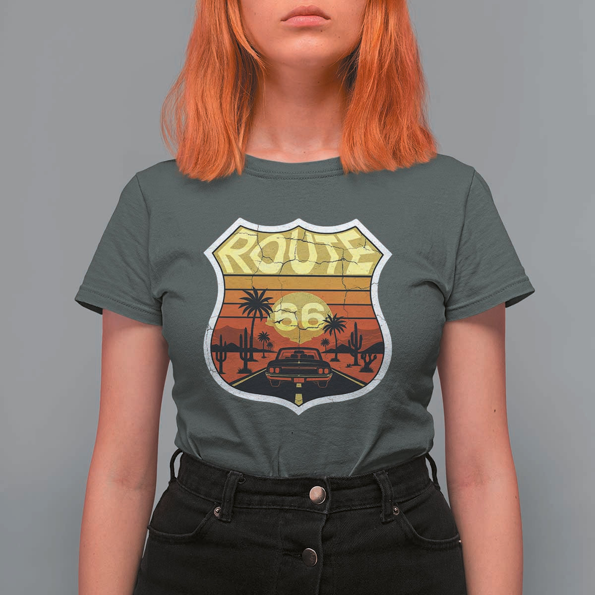 Retro Route Highway 66 T Shirt For Women Vintage Americana Road Trip