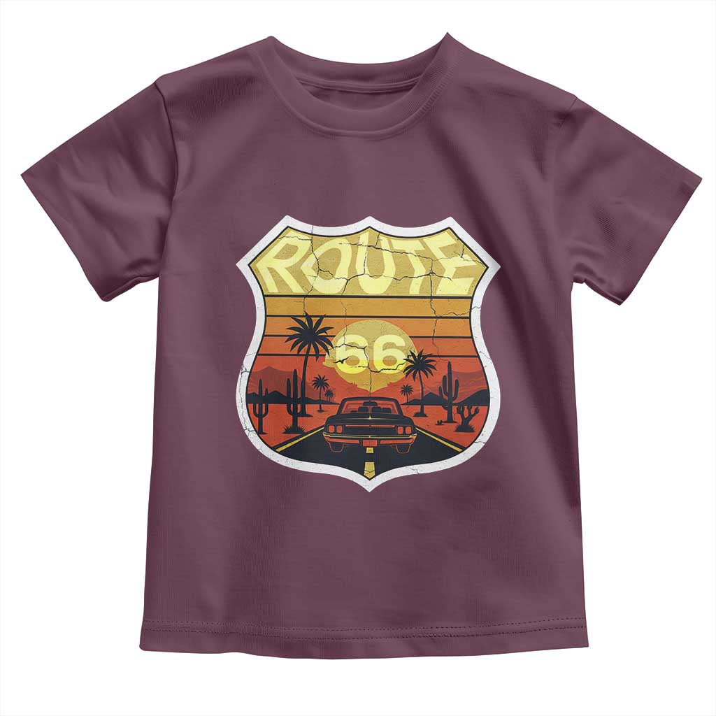 Retro Route Highway 66 Toddler T Shirt Vintage Americana Road Trip
