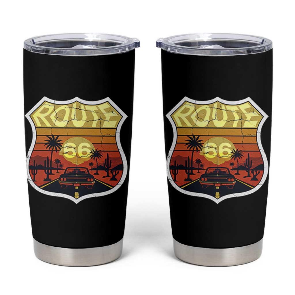 Retro Route Highway 66 Tumbler Cup Vintage Americana Road Trip