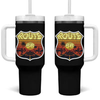 Retro Route Highway 66 Tumbler With Handle Vintage Americana Road Trip