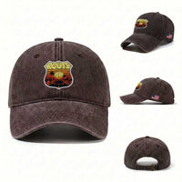 Retro Route Highway 66 Washed Cotton Baseball Cap Vintage Americana Road Trip