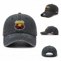 Retro Route Highway 66 Washed Cotton Baseball Cap Vintage Americana Road Trip