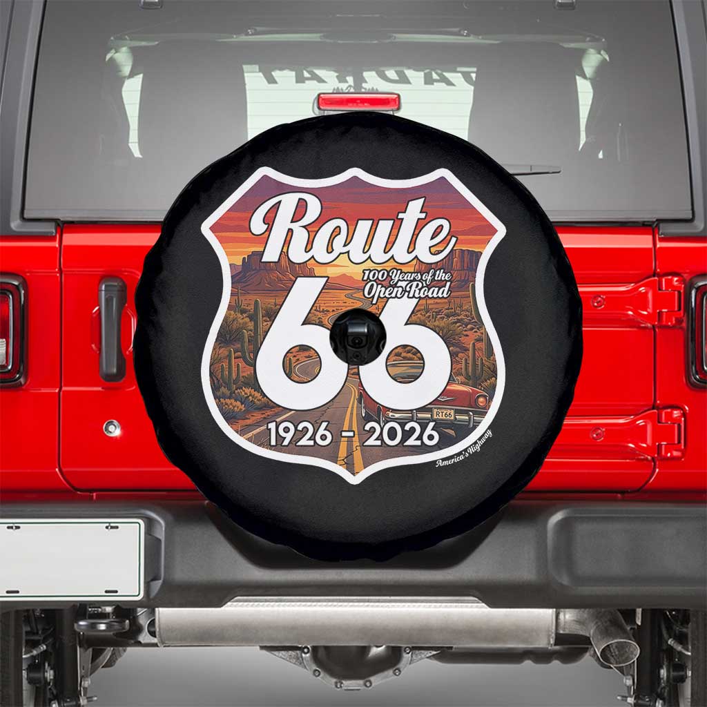 Route Highway 66 Centennial Spare Tire Cover Vintage Distressed Americas Highway