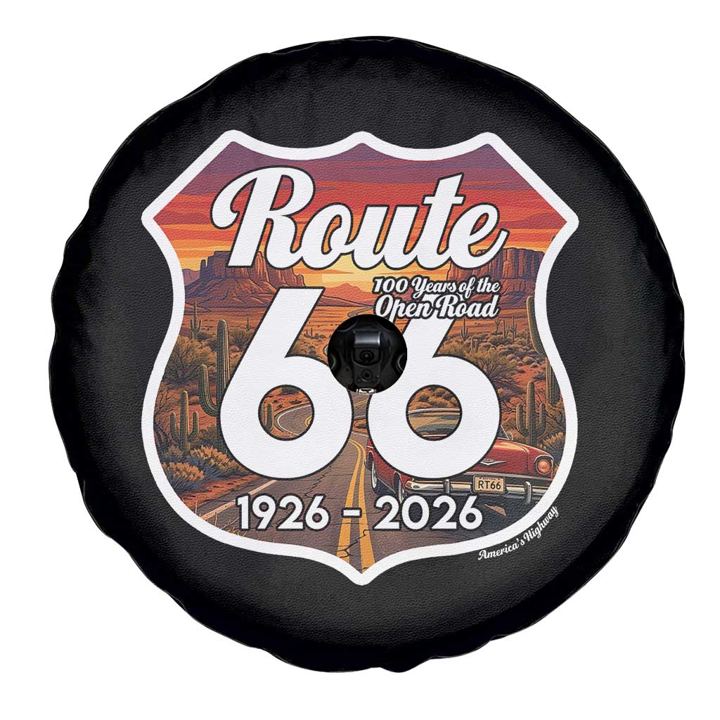 Route Highway 66 Centennial Spare Tire Cover Vintage Distressed Americas Highway