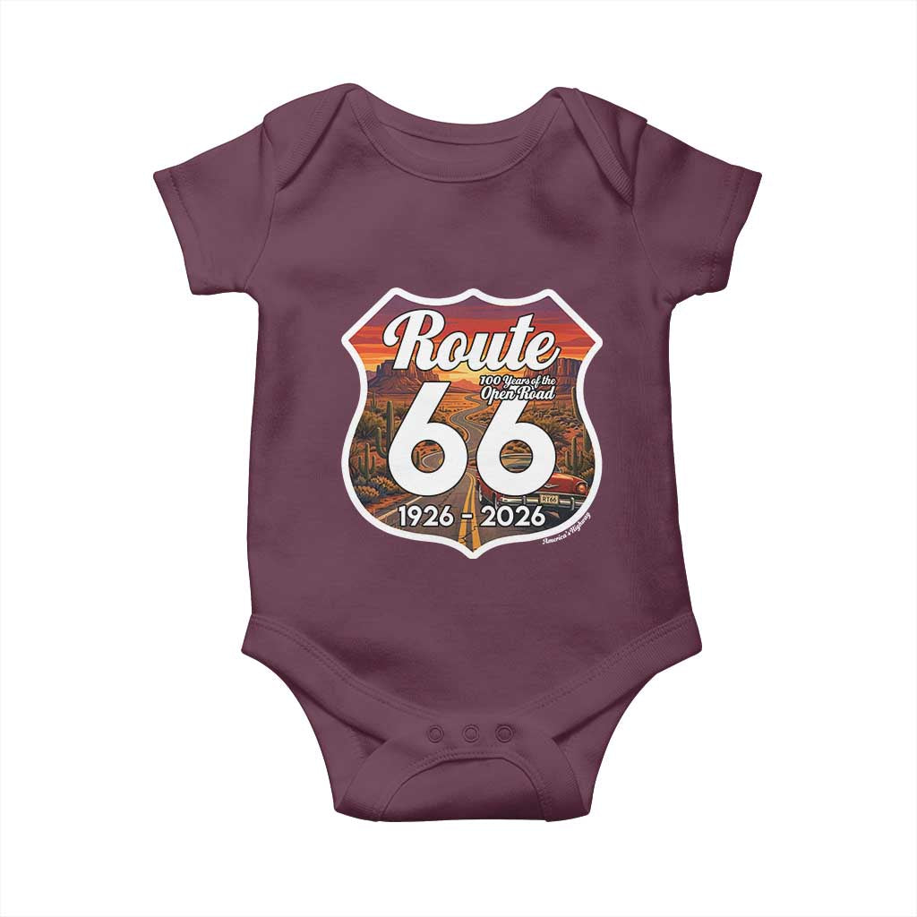 Route Highway 66 Centennial Baby Onesie Vintage Distressed Americas Highway