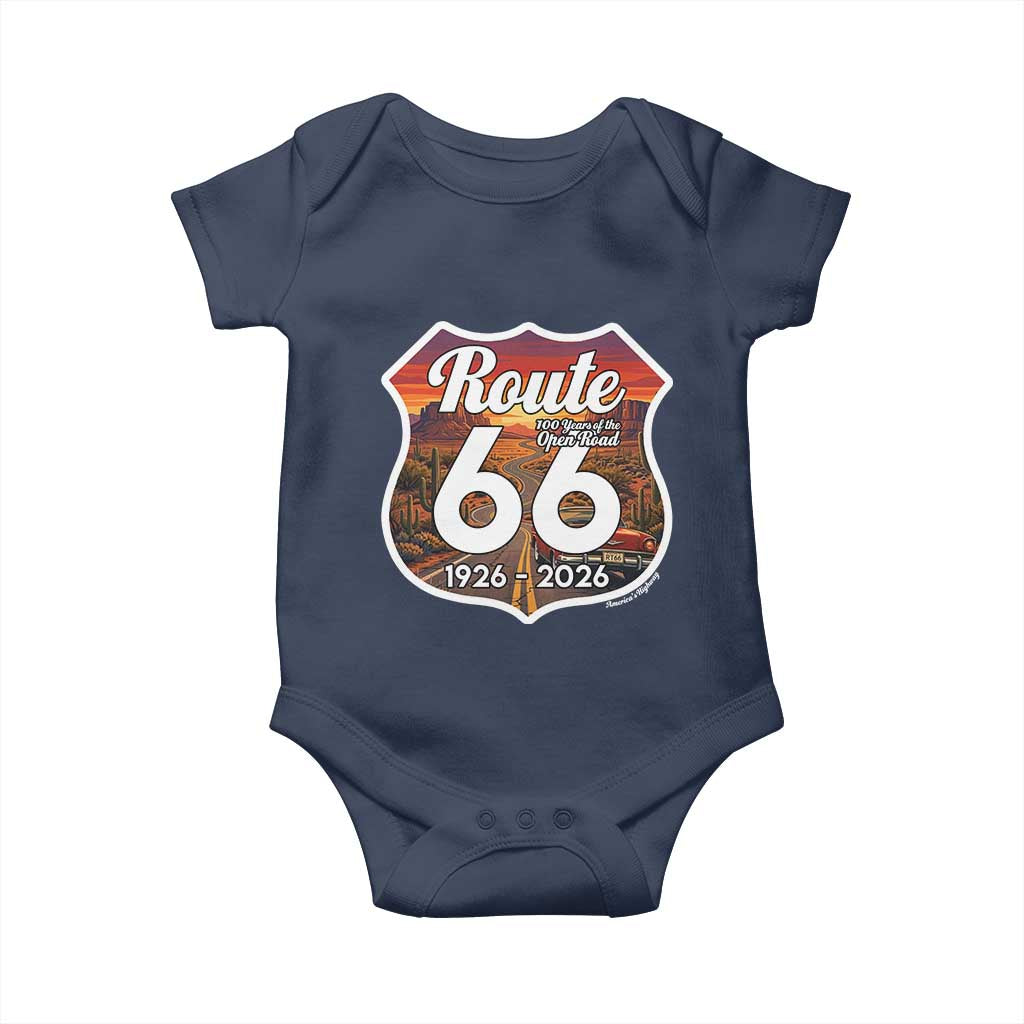 Route Highway 66 Centennial Baby Onesie Vintage Distressed Americas Highway