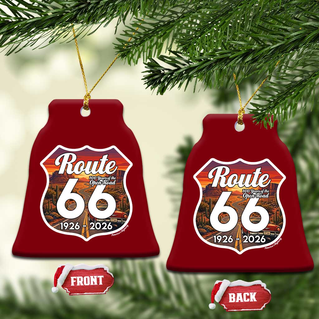 Route Highway 66 Centennial Ceramic Ornament Vintage Distressed Americas Highway