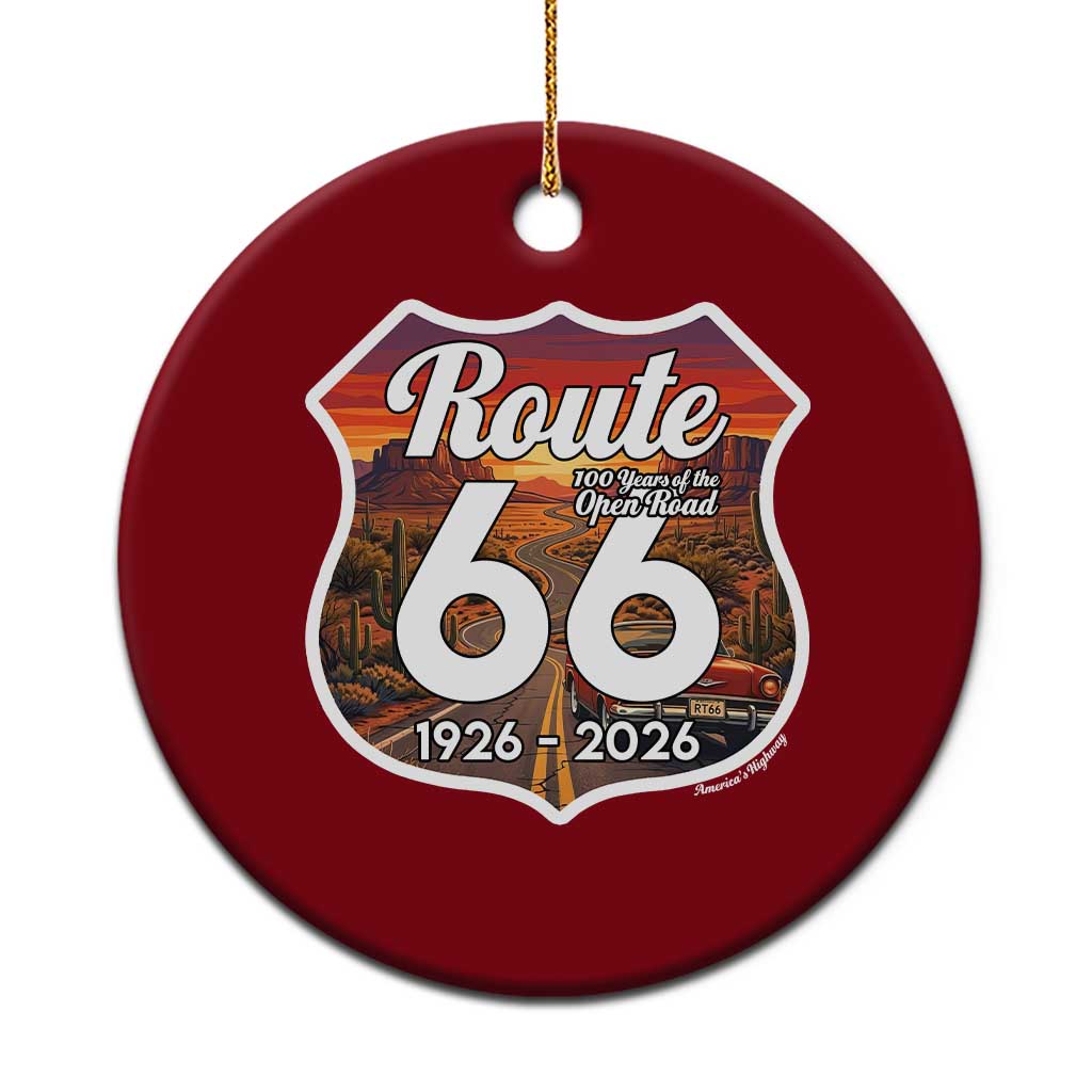 Route Highway 66 Centennial Ceramic Ornament Vintage Distressed Americas Highway