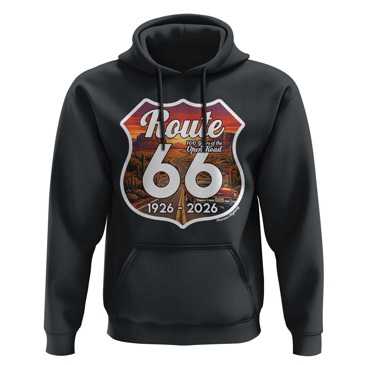 Route Highway 66 Centennial Hoodie Vintage Distressed Americas Highway
