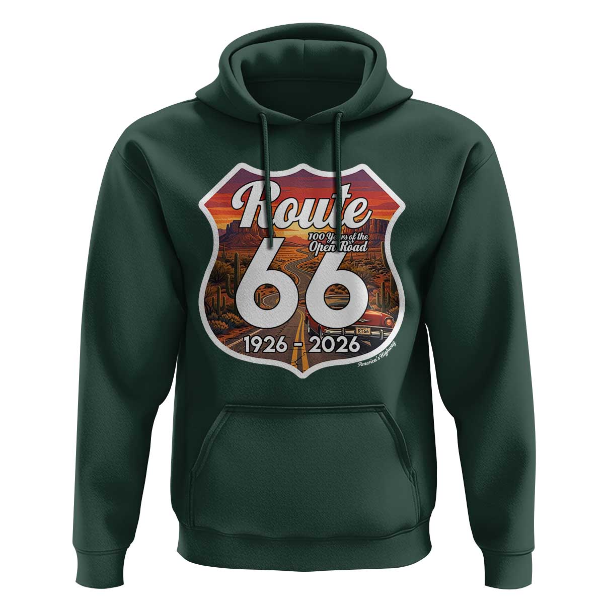 Route Highway 66 Centennial Hoodie Vintage Distressed Americas Highway