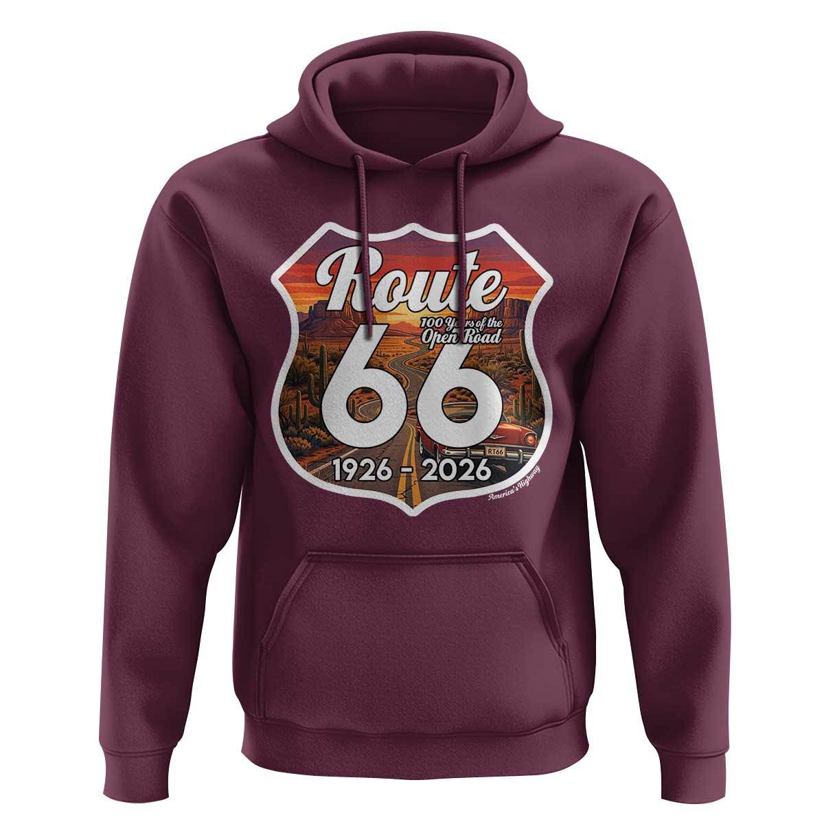 Route Highway 66 Centennial Hoodie Vintage Distressed Americas Highway