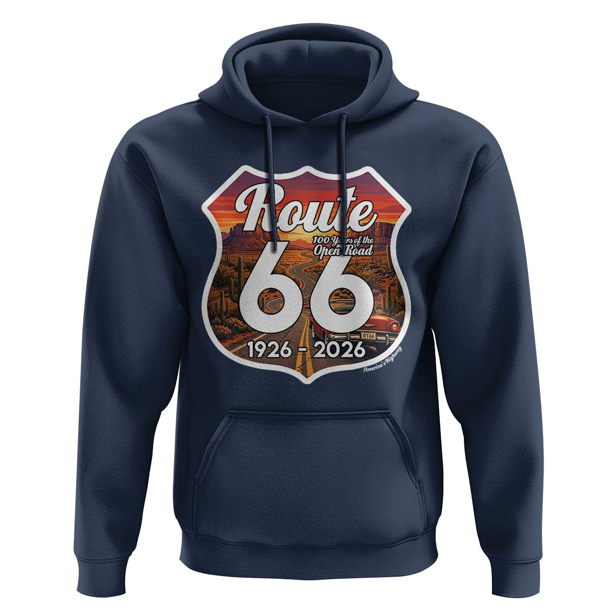 Route Highway 66 Centennial Hoodie Vintage Distressed Americas Highway