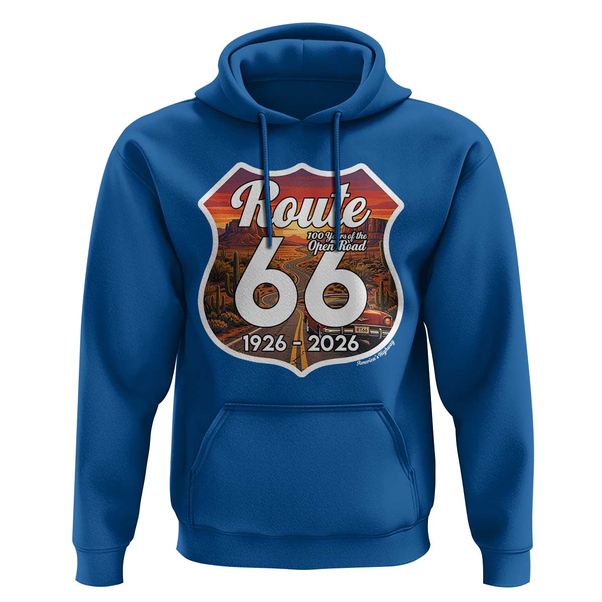 Route Highway 66 Centennial Hoodie Vintage Distressed Americas Highway