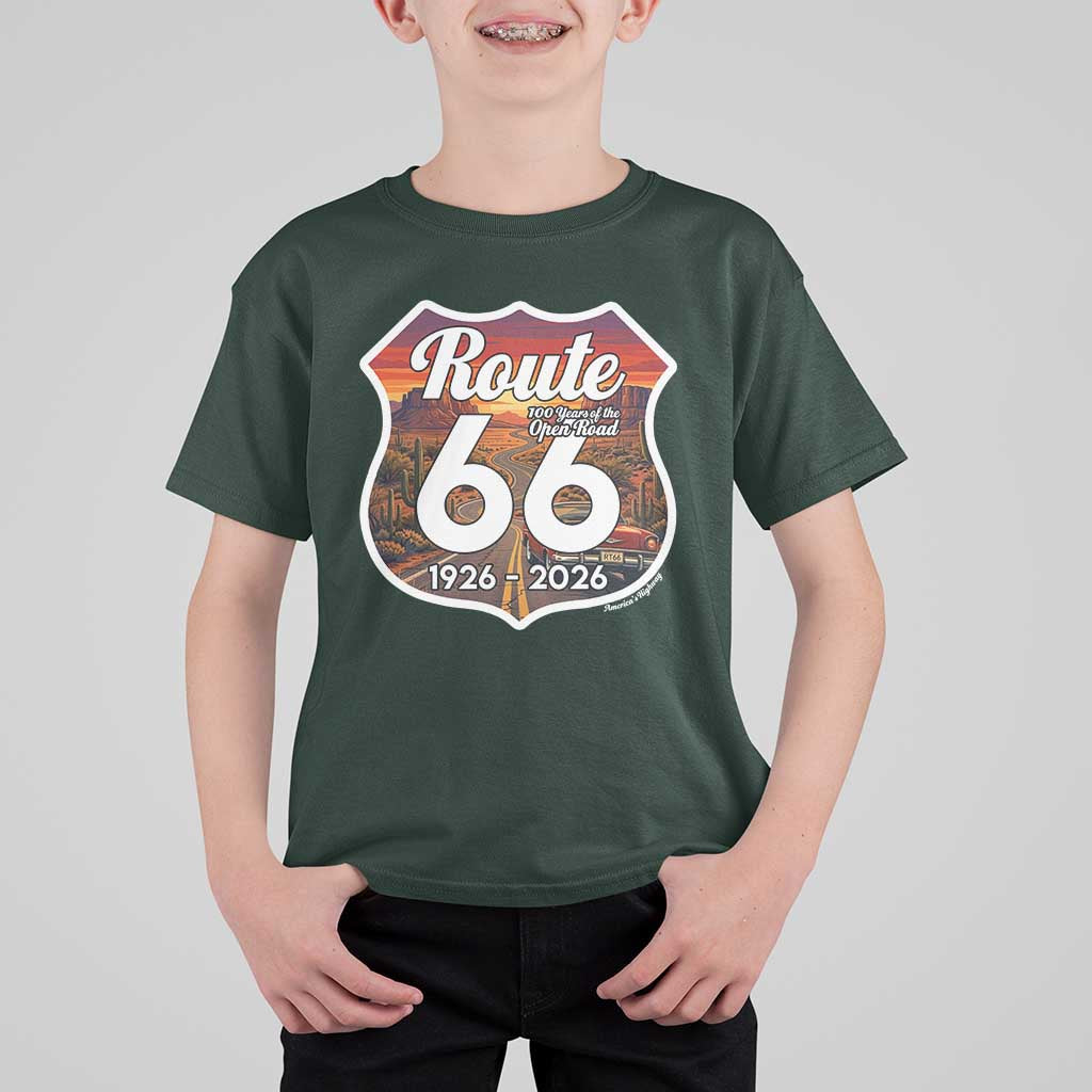 Route Highway 66 Centennial T Shirt For Kid Vintage Distressed Americas Highway
