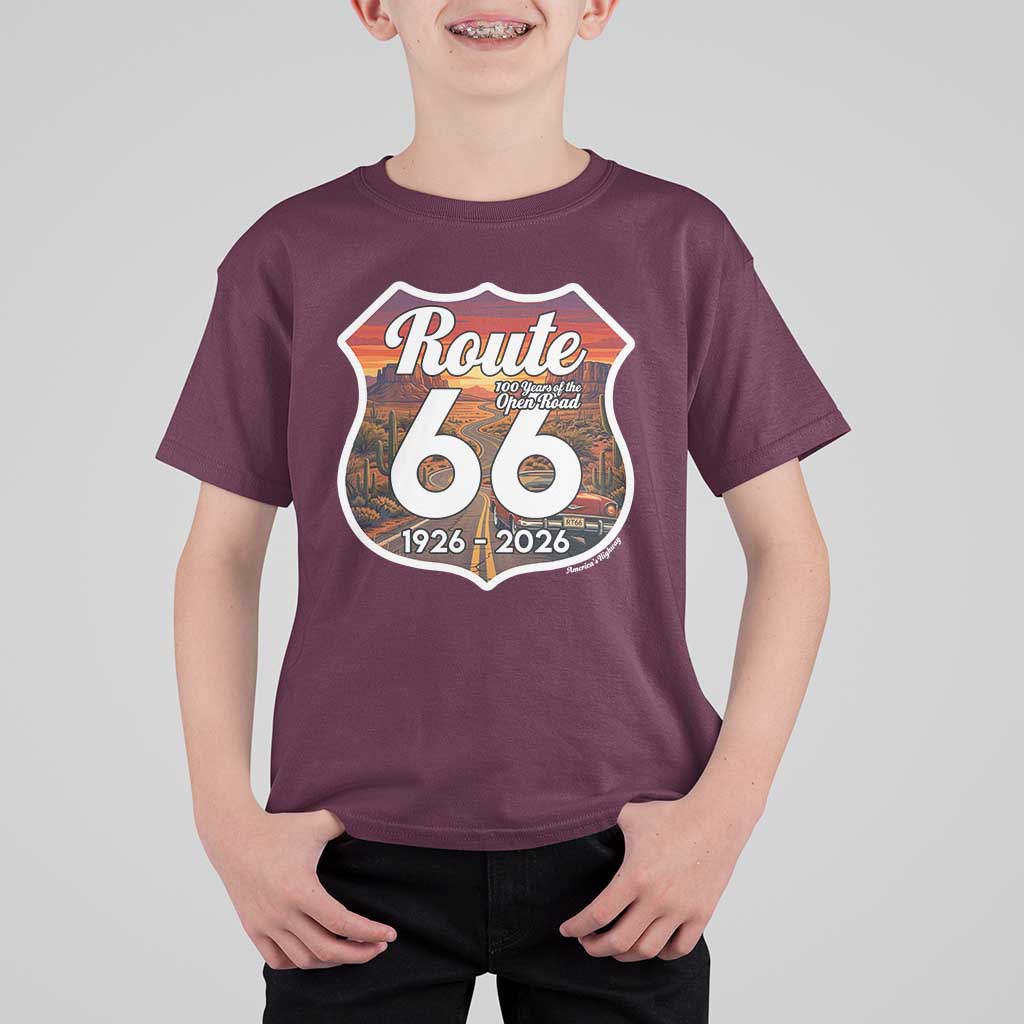 Route Highway 66 Centennial T Shirt For Kid Vintage Distressed Americas Highway