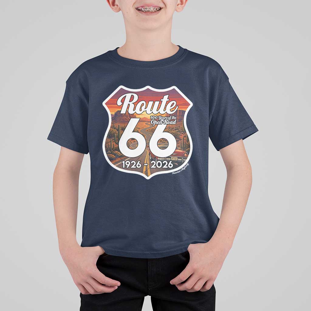 Route Highway 66 Centennial T Shirt For Kid Vintage Distressed Americas Highway